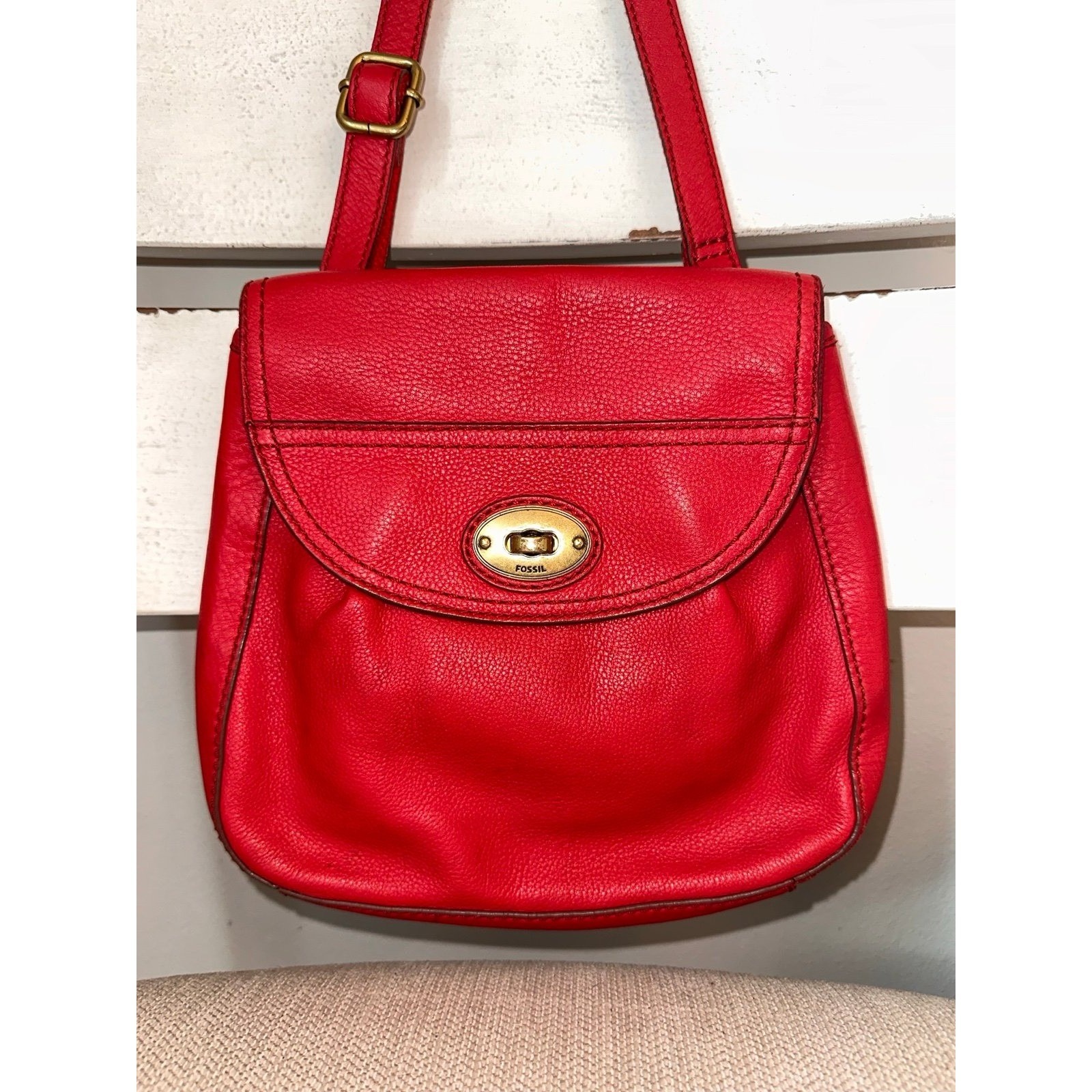Red Leather Vintage Fossil Purse